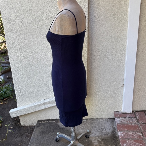 Reformation dark navy blue ribbed bodycon dress - Picture 4 of 8